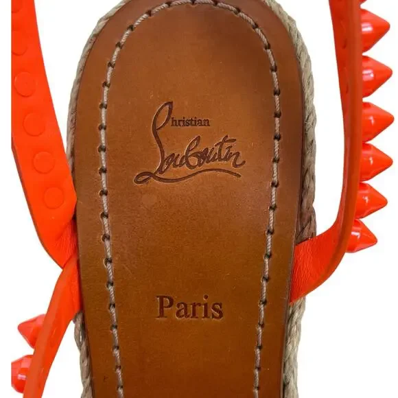 Christian Louboutin Mafaldina Zeppa 120 Wedge Sandal Orange Size 40 - Picture 11 of 15